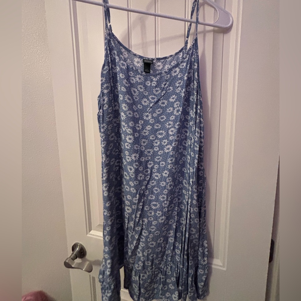 Blue Floral Spaghetti Strap Dress